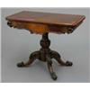 Image 1 : An early Victorian walnut card table, on pedestal base on four carved scroll legs 3ft...