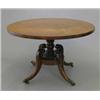 Image 1 : A Victorian mahogany breakfast table, circular top on turned pedestal, with platform base and fou...
