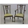 Image 1 : A set of eight Edwardian Chippendale design mahogany dining chairs, (including two with arms), wi...