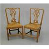 Image 1 : A pair of George III elm chairs, with pierced splat backs and solid seats, on chamfered legs...