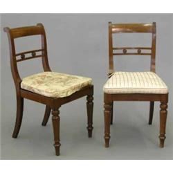 A set of eight Victorian mahogany single dining chairs, with caned seats on turned tapered legs,...