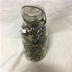 LOT107: Large Safety Seal Jar w/Key Collection