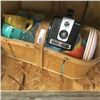 Image 1 : LOT356: Basket with Colored Cups & Hawkeye Brownie Camera