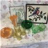 Image 1 : LOT404: Shelf Lot: Variety (Depression Glass, Needlework Pics)