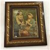 Image 1 : LOT468: Wonderful Ornately Framed Picture (Mother Reading Letter / Daughter /Dog)