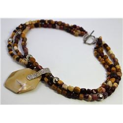 Mookaite Necklace With Pendant Cream