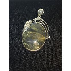 Oval Labradorite Inlay Style Ss Pendant