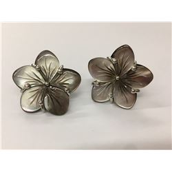 Black Shell Earring Silver 4.0g