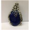 Image 1 : Lapis Lrg Oval Inlay W/Design Sterling Silver Pendant