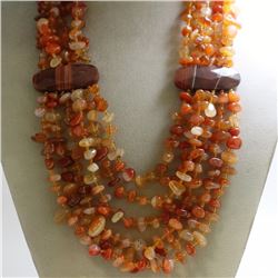 Natural Gem Stones Carnelian Multi Stand Necklace