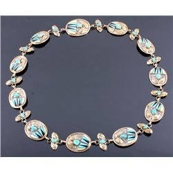 Navajo Sterling Silver 12K Turquoise Concho Belt