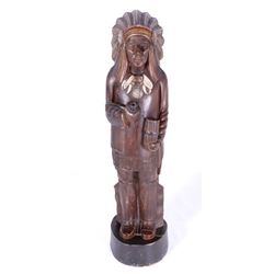 Early Solid Wood Carved Cigar Store Indian Chief