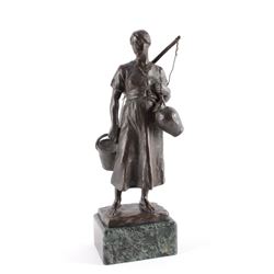 Hans Muller Water Carrier Bronze Sculpture