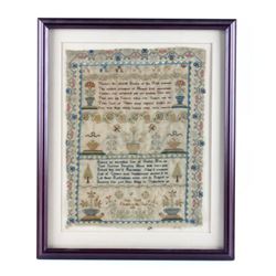 Early American Needlework Sampler circa 1818