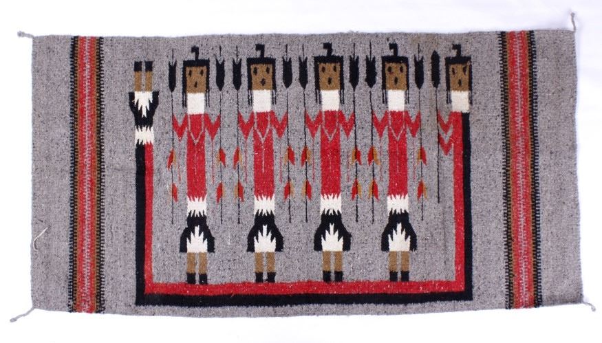 Fine Navajo Native American Pictorial Yei Rug