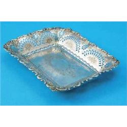 A Victorian Scottish silver rectangular dish, with foliate engraved decoration and pierced sides...