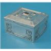 Image 1 : A Liberty & Co Cymric silver cigarette box, with hammered finish, the shaped lid set with five gr...