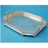Image 1 : A plated gallery tray of octagonal form, decorated throughout with foliate motifs and twin carryi...