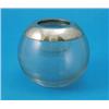 Image 1 : A large Edwardian silver mounted ribbed glass match tidy, of globular form, London 1910 Height 5i...