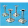 Image 1 : A matched set of four silver dwarf candlesticks, with fitted square sconces and octagonal stems s...