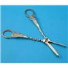 Image 1 : A pair of Victorian silver grape shears, with foliate cast and twisted handles, maker Martin Hall...