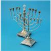 Image 1 : A Continental plated menorah, and another menorah on stepped square base with ball feet 12ins...