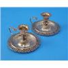 Image 1 : A pair Victorian silver chambersticks, with pierced rims and loop handles, each sconce supported...
