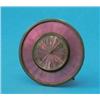 Image 1 : A George V silver and pink enamel desk timepiece, with geometric border, makers Goldsmiths & Silv...