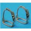 Image 1 : A pair of George V novelty silver napkin rings, modelled as stirrups applied with a fox, maker W...