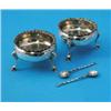Image 1 : A pair of George III silver bun salts, with gadrooned rims, maker William Bateman but overstruck...