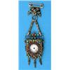 Image 1 : A Continental gilt metal fob watch, set with garnets and turquoise, with Roman dial...