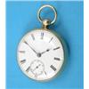 Image 1 : A George IV 18ct gold cylinder pocket watch, with engine turned case and enamelled Romans dial, w...