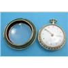 Image 1 : A George III gold and enamel triple case pocket watch, with reverse glazed green fish skin applie...
