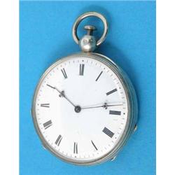 A mid 19th century French silver quarter repeating pocket watch with monogrammed case with push p...