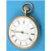 Image 1 : An Edwardian 18ct gold keyless pocket watch with monogrammed case and enamelled Roman dial with g...