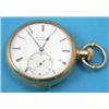 Image 1 : An 18k gold minute repeating keyless pocket watch with engine turned case with side slide action...