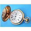 Image 1 : An 18k gold keyless minute repeating hunter chronograph with plain case with rim button and slide...