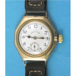 A gentleman's 9ct gold Rolex Oyster wrist watch with octagonal case with milled bezel and enamell...