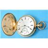 Image 1 : An 18ct gold keyless lever hunter with monogrammed case and enamelled Roman dial with subsidiary...