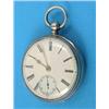 Image 1 : A Victorian silver keywind lever pocket watch the enamelled Roman dial with subsidiary seconds, m...