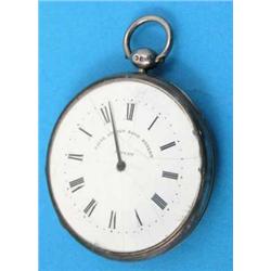 A William IV silver pedometer winding pocket watch, with engine turned case, enamelled Roman dial...