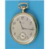 Image 1 : An 18k gold Howard Watch Co keyless dress watch with silvered Arabic dial with subsidiary seconds...