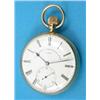 Image 1 : A Victorian 18ct gold keyless pocket watch with plain case and enamelled Roman dial with subsidia...