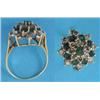 Image 1 : A 1970's emerald and diamond circular cluster cocktail ring, claw-set in 14k gold...