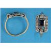 Image 1 : An Edwardian sapphire and diamond ring, the buckle shaped bezel set central sapphire bordered by...