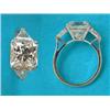 Image 1 : A solitaire diamond ring, set with a square modified brilliant-cut stone, mounted in platinum, ea...