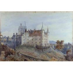 Cheeseman pair of watercolours, English street scene and view of a Schloss, one signed, 14.5 x 21...