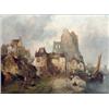 Image 1 : Alfred Montague (fl. 1832-1883) oil on canvas, View of Rotterdam, signed, 12 x 16 ins....
