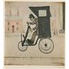 Image 1 : Lawrence Stephen Lowry collotype, Man on a pedal cart, signed in pencil, 12.5 x 11.75 ins....