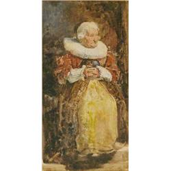 Thomas Walter Wilson (1851-1912) watercolour, Portrait of a 17th century lady, signed and inscrib...